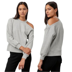 NWOT Rails Quincy Open Shoulder Sweatshirt Pullover Heather Grey Cotton Large